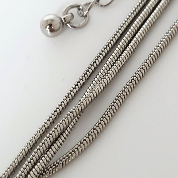 EXPRESS Silver Tone Multi Snake Chain Bar Necklace 18" - Picture 6 of 6